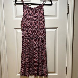 Banana Republic Pink and Black Geometric Midi Dress M